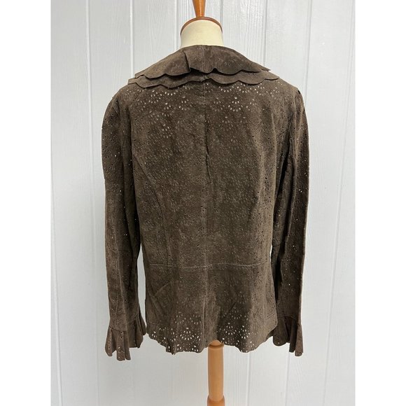 Cold Creek women's 100% leather jacket button front brown size L - Picture 3 of 13